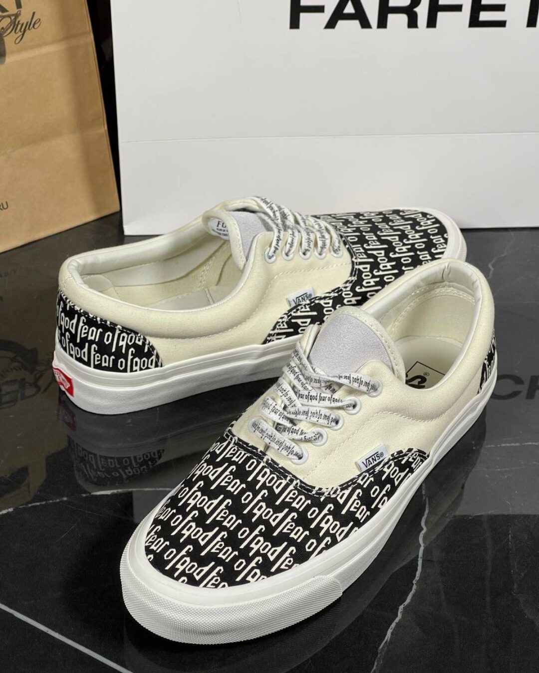 Fear of god vans black on sale